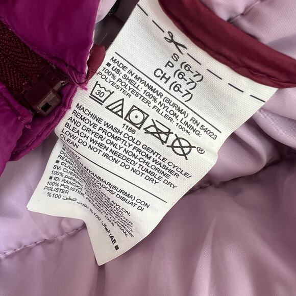 Old Navy Girl's Sz S 6-7 Quilted Puffer Jacket Outdoor Beetroot Purple Full Zip - Picture 8 of 9